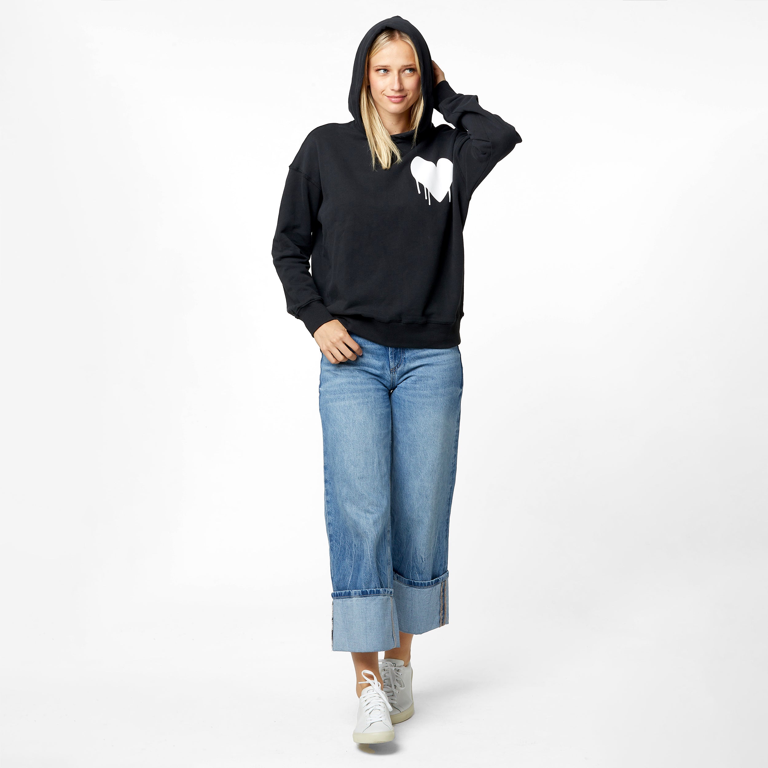 Boyfriend jeans with cheap hoodie