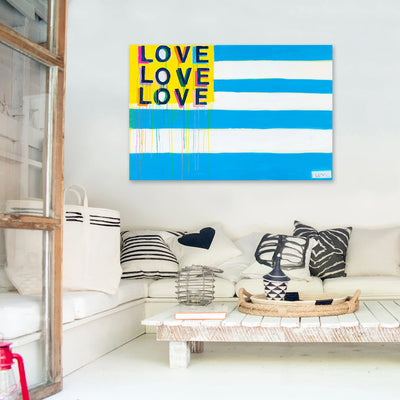 Love text USA Flag wall art American artwork for contemporary modern home decor - Kerri Rosenthal