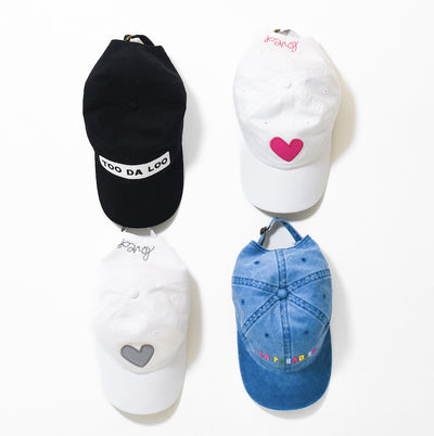 cute baseball cap hats by Kerri Rosenthal - heart hat, la paradise caps, too da loo hat